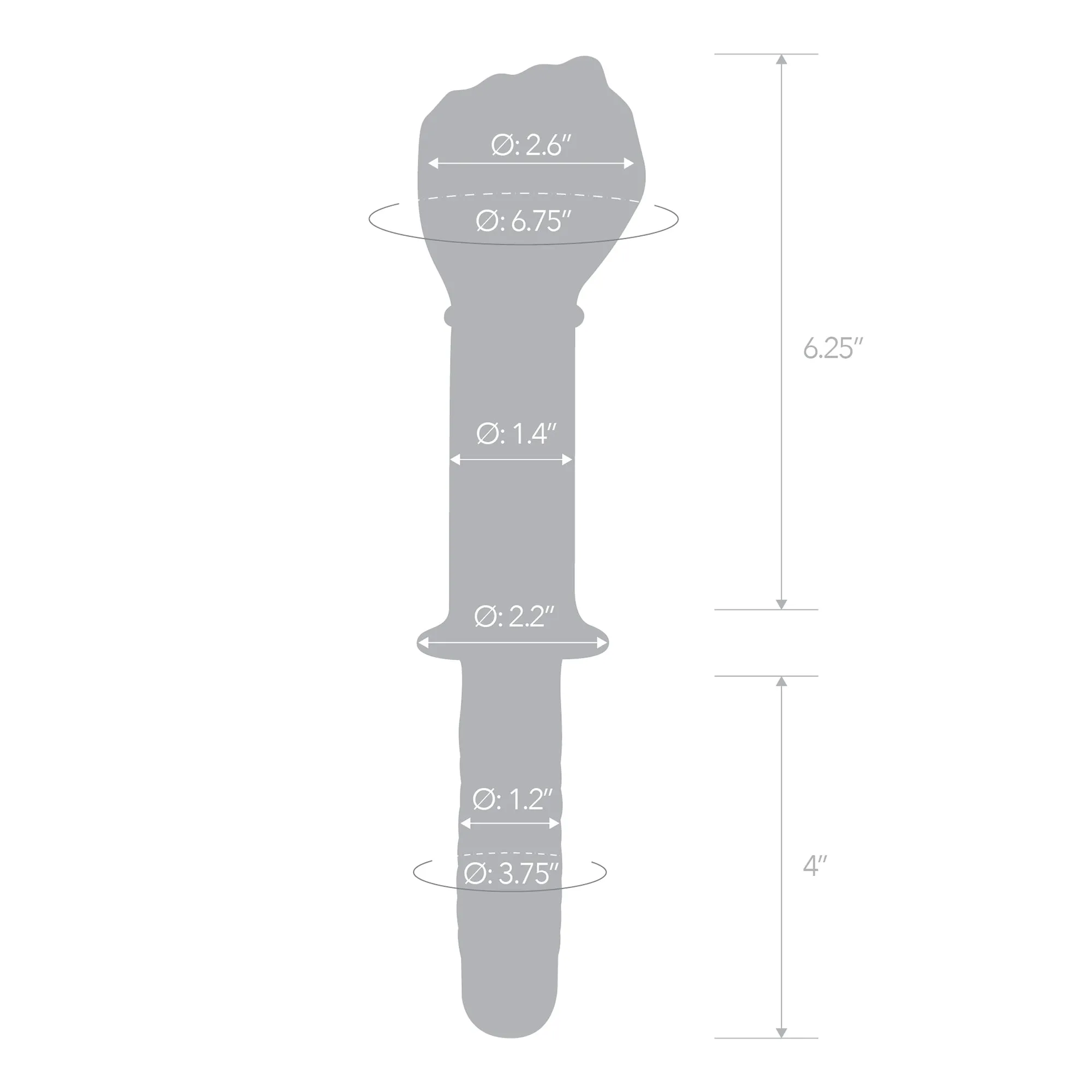 11" Glass Fist Double Ended With Handle Grip