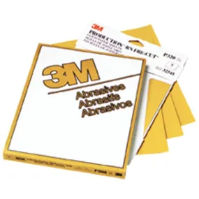 3M™ Gold Abrasive Sheet, 02545, P180 grade, 9 in x 11 in, 50 sheets per sleeve, 5 sleeves per case