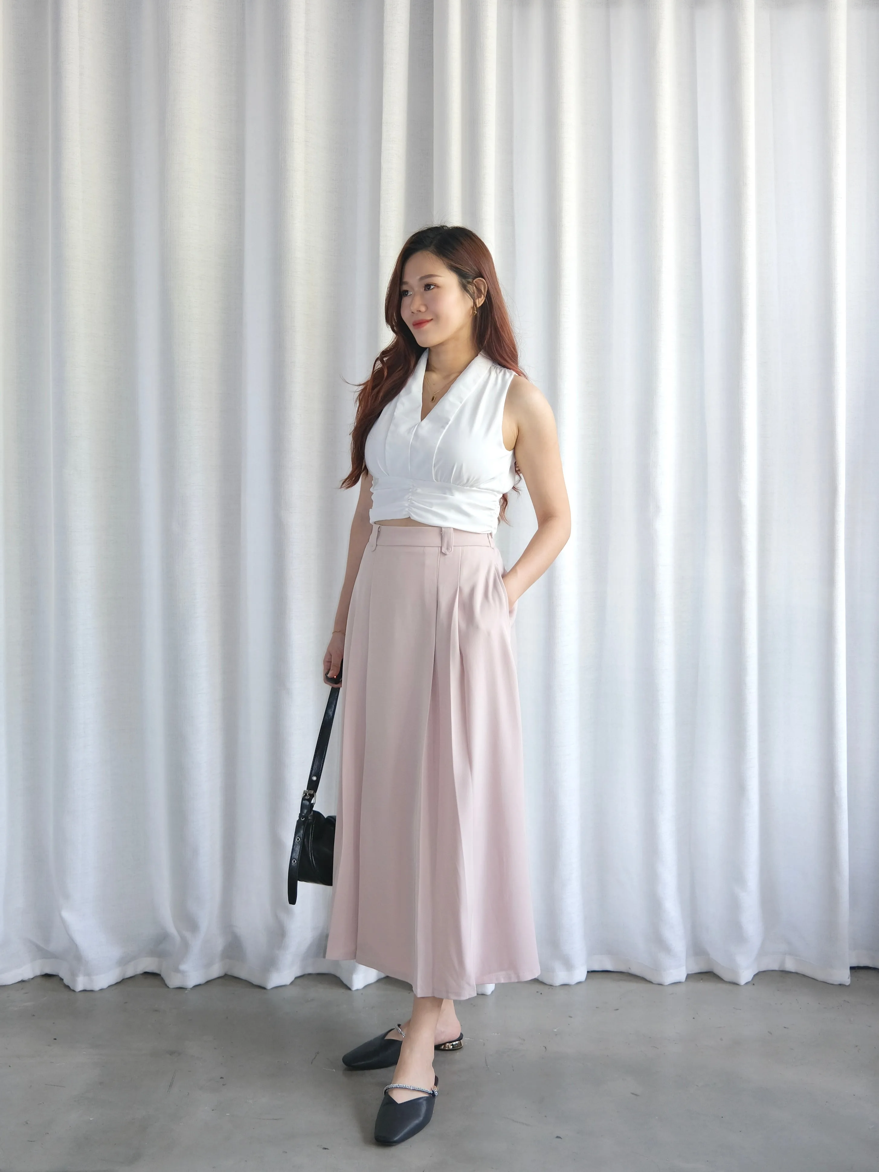 ACEWIN Front Inverted Pleated Maxi Skirt (Size S-M) 601306