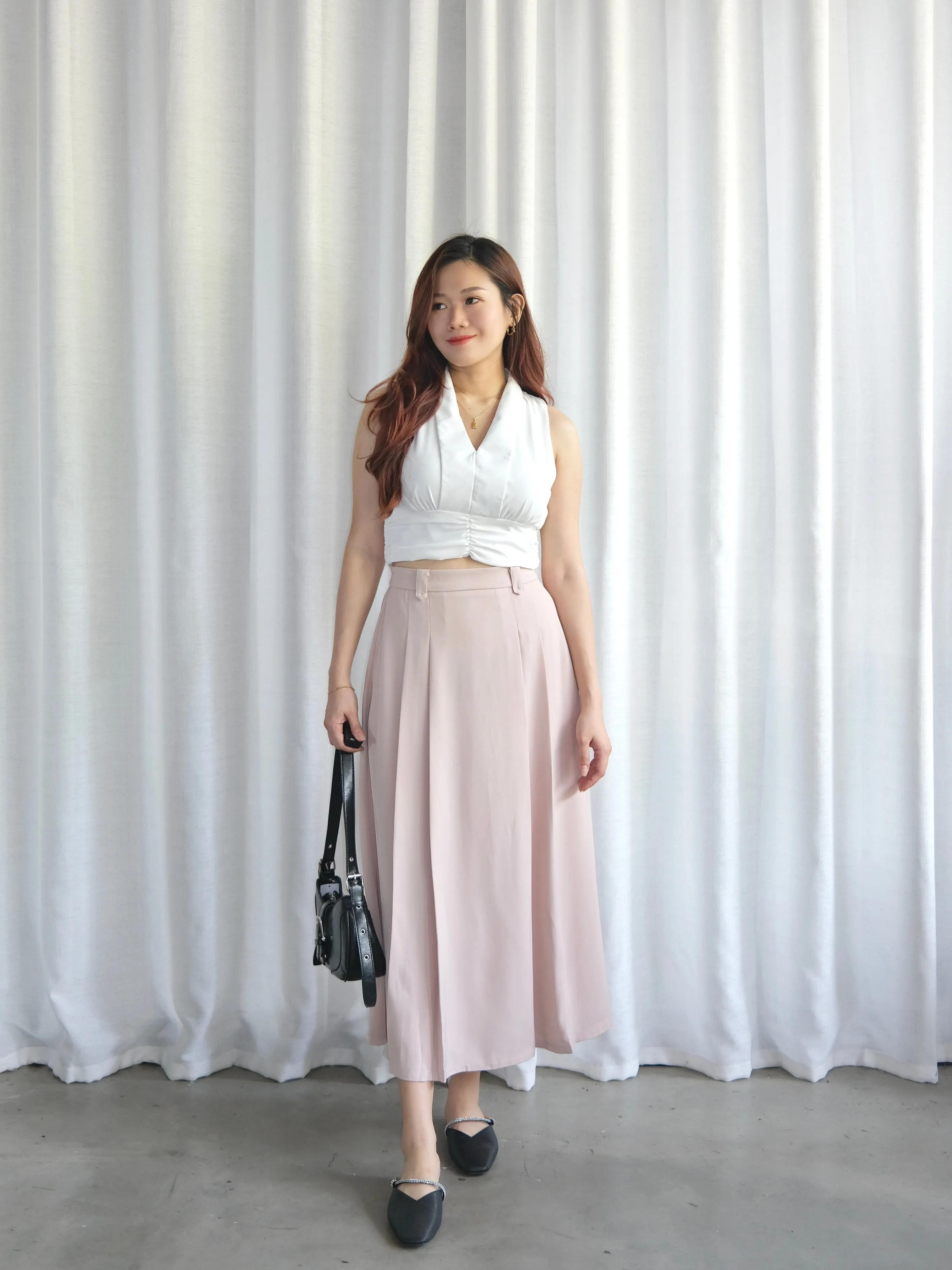 ACEWIN Front Inverted Pleated Maxi Skirt (Size S-M) 601306
