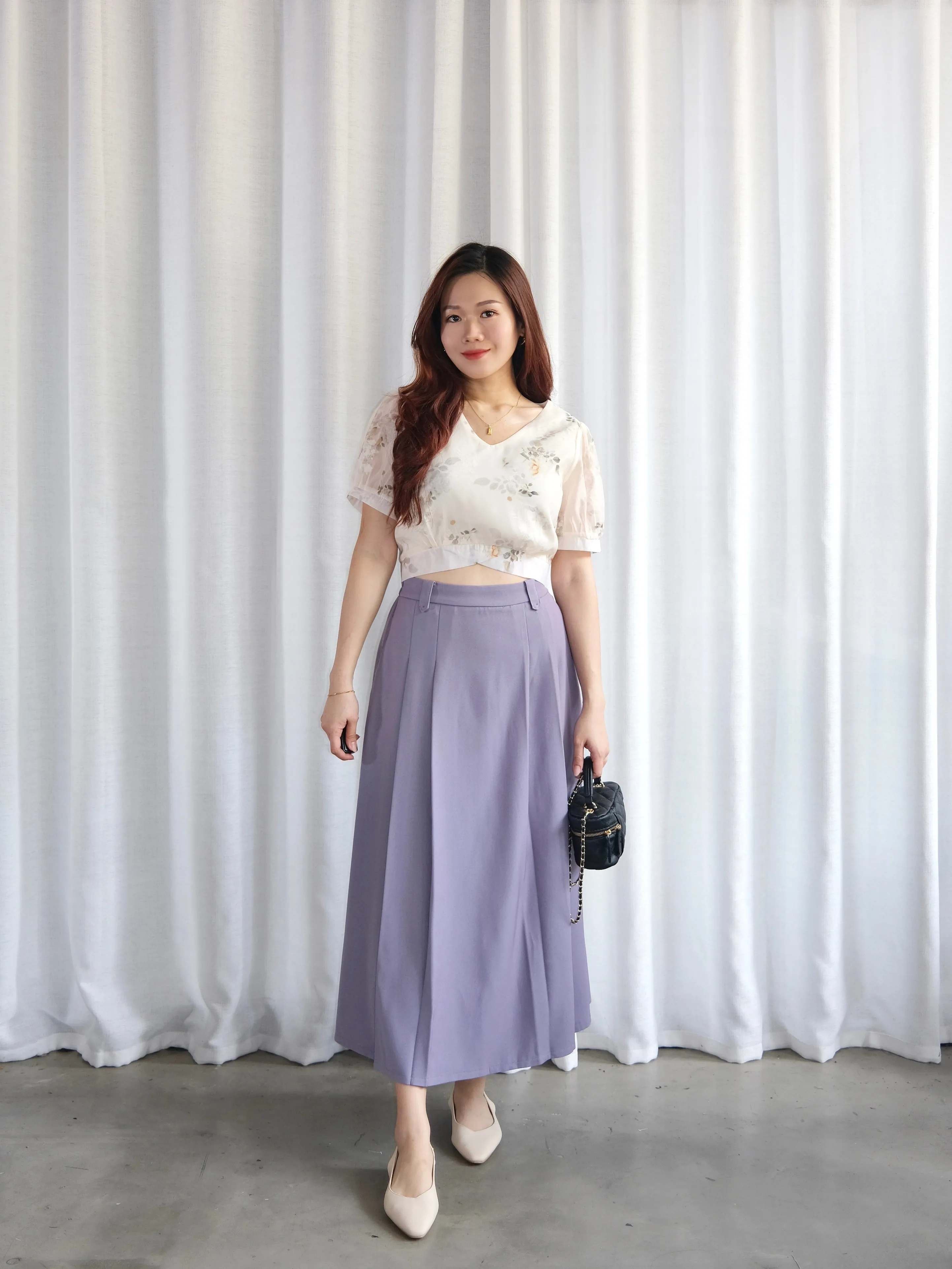 ACEWIN Front Inverted Pleated Maxi Skirt (Size S-M) 601306