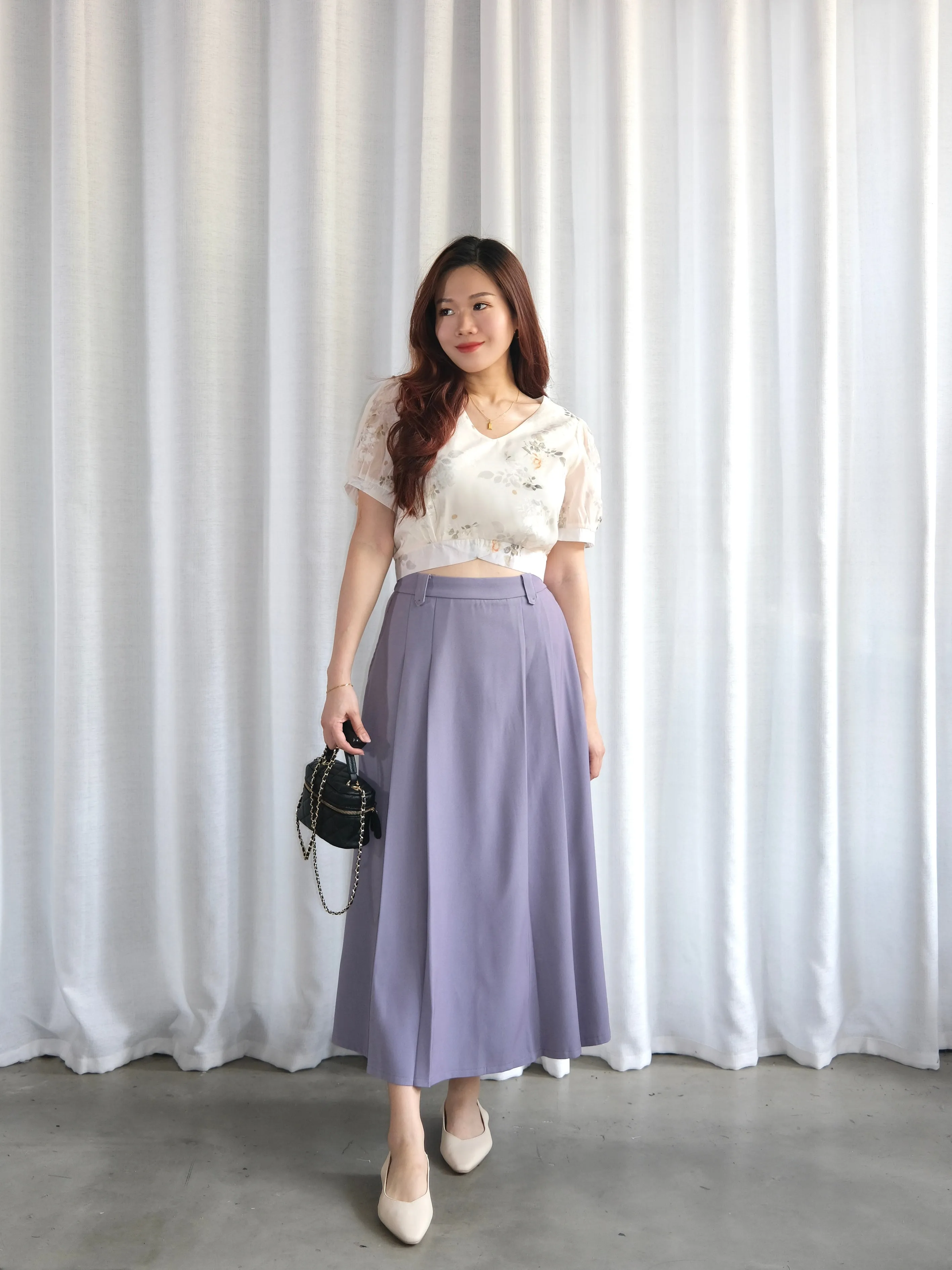 ACEWIN Front Inverted Pleated Maxi Skirt (Size S-M) 601306