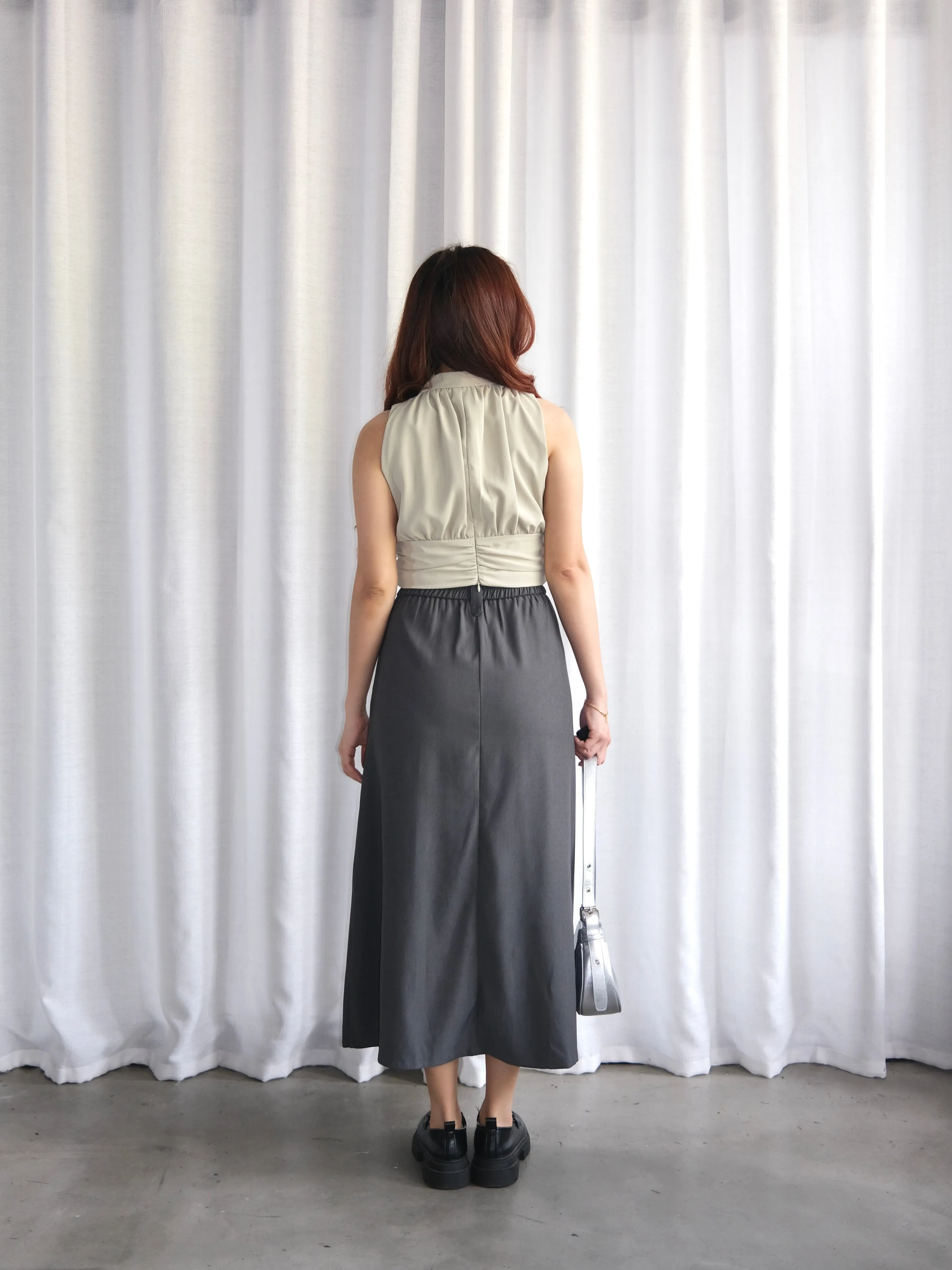 ACEWIN Front Inverted Pleated Maxi Skirt (Size S-M) 601306