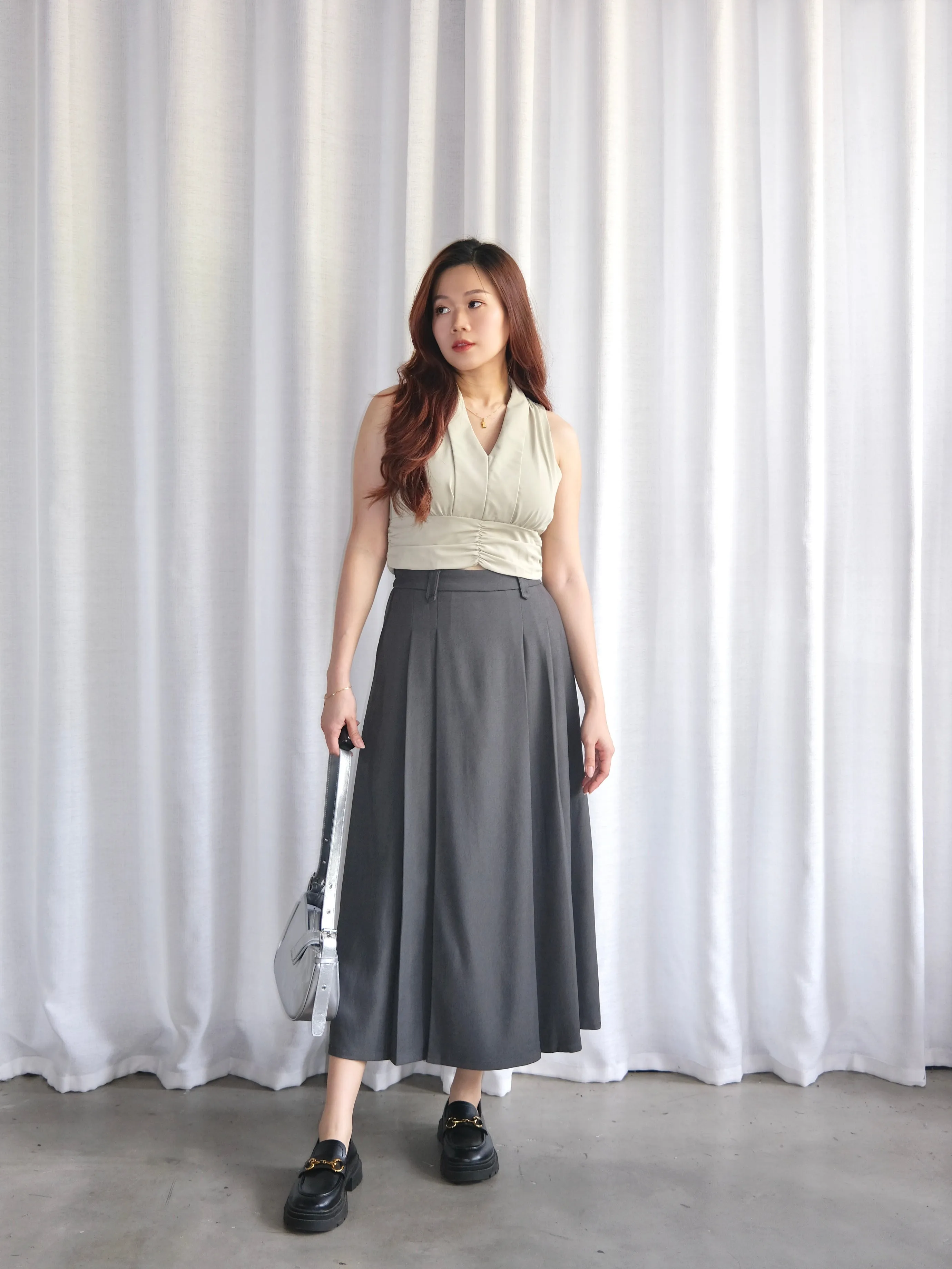 ACEWIN Front Inverted Pleated Maxi Skirt (Size S-M) 601306