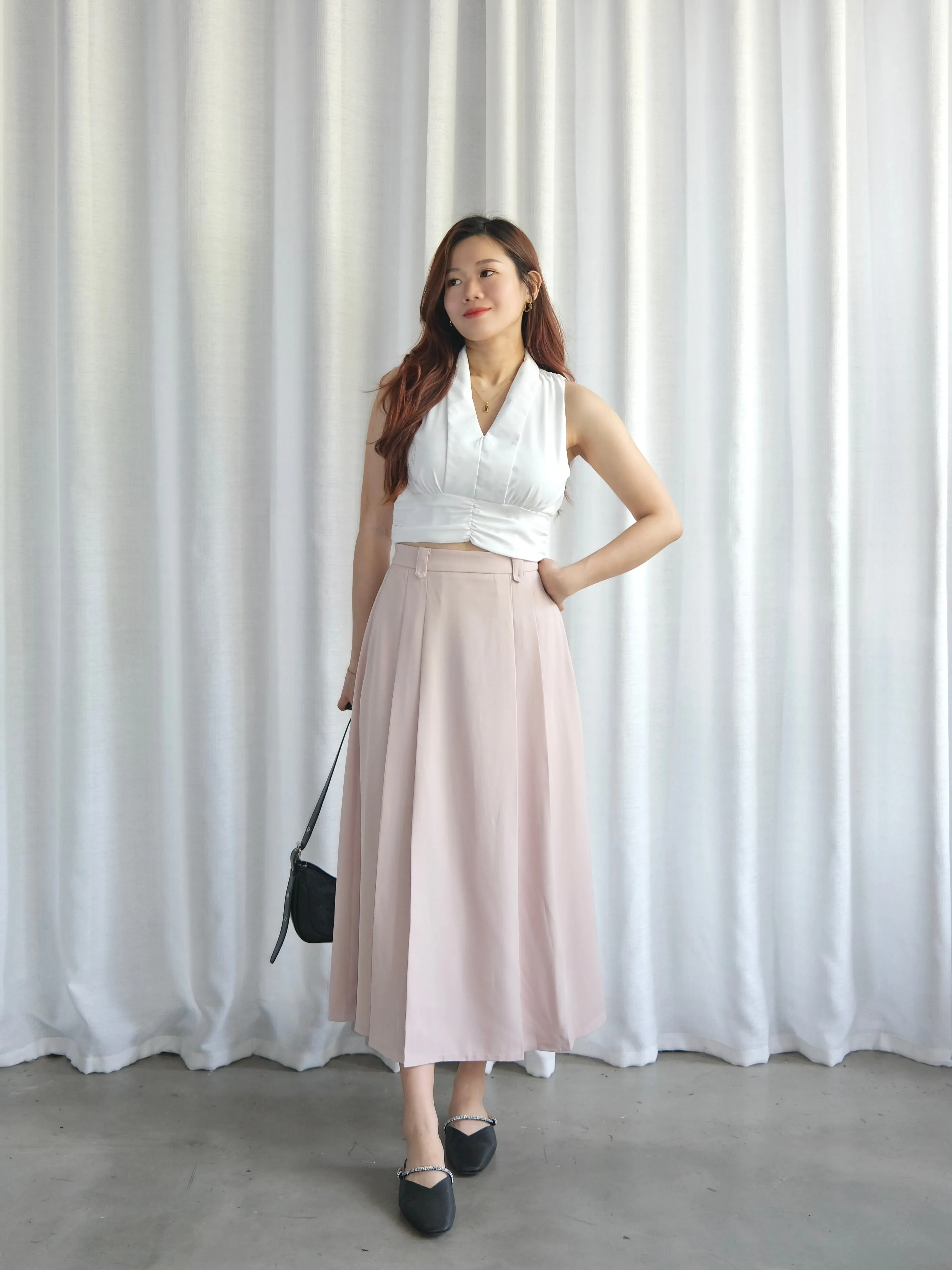 ACEWIN Front Inverted Pleated Maxi Skirt (Size S-M) 601306