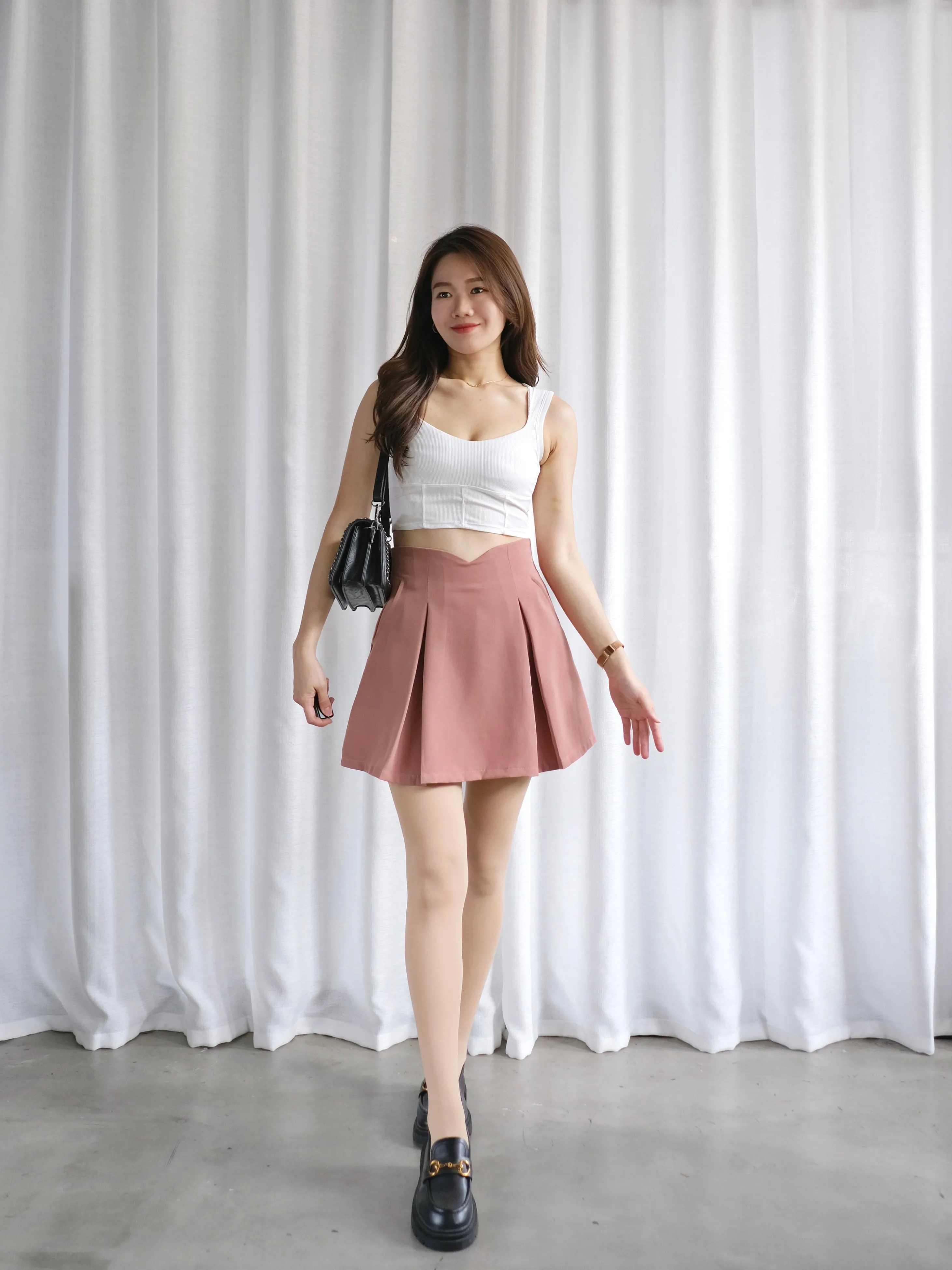 ACEWIN Inverted Pleated Short Skirt (Size S-XL) 601293