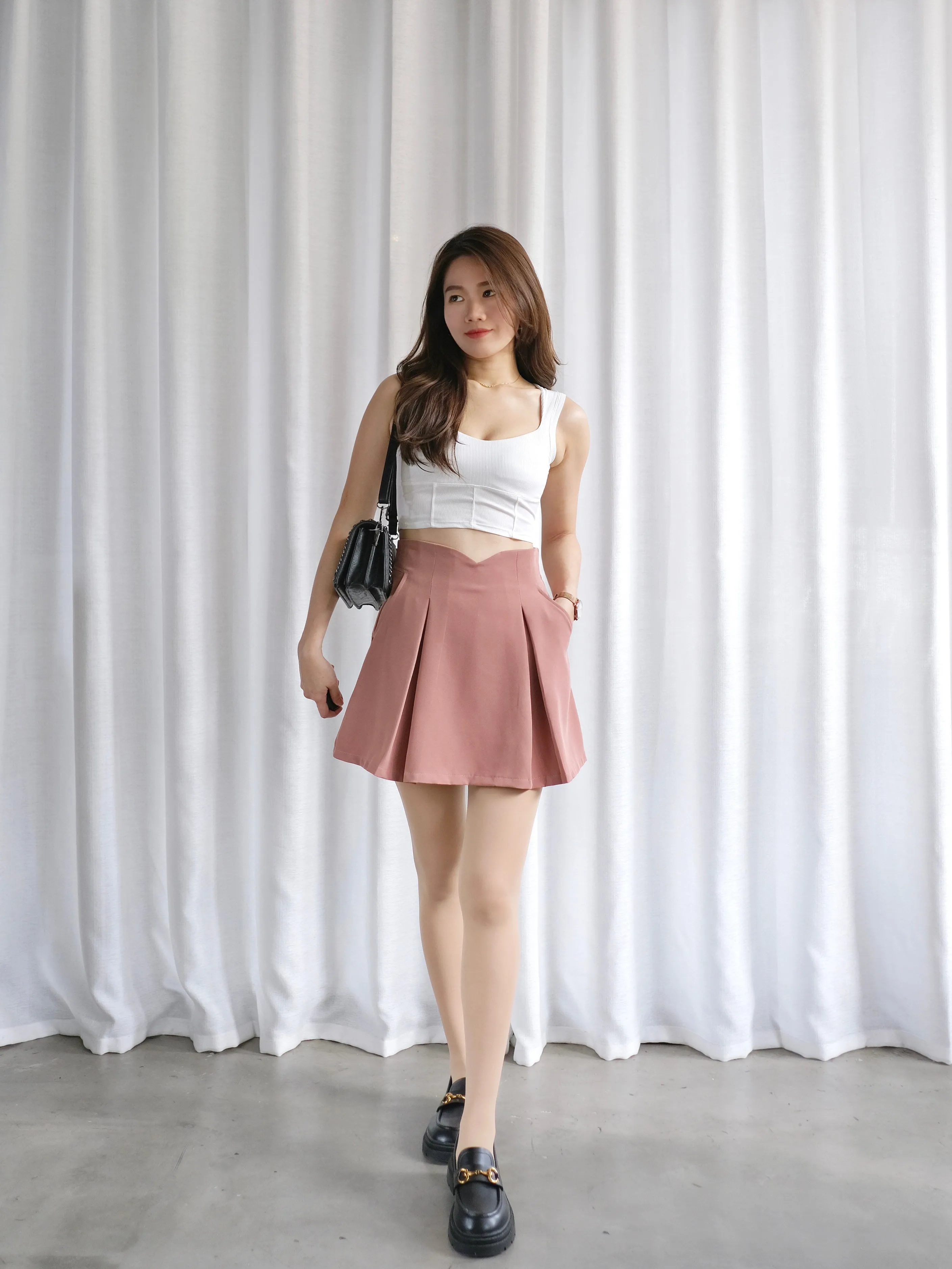 ACEWIN Inverted Pleated Short Skirt (Size S-XL) 601293