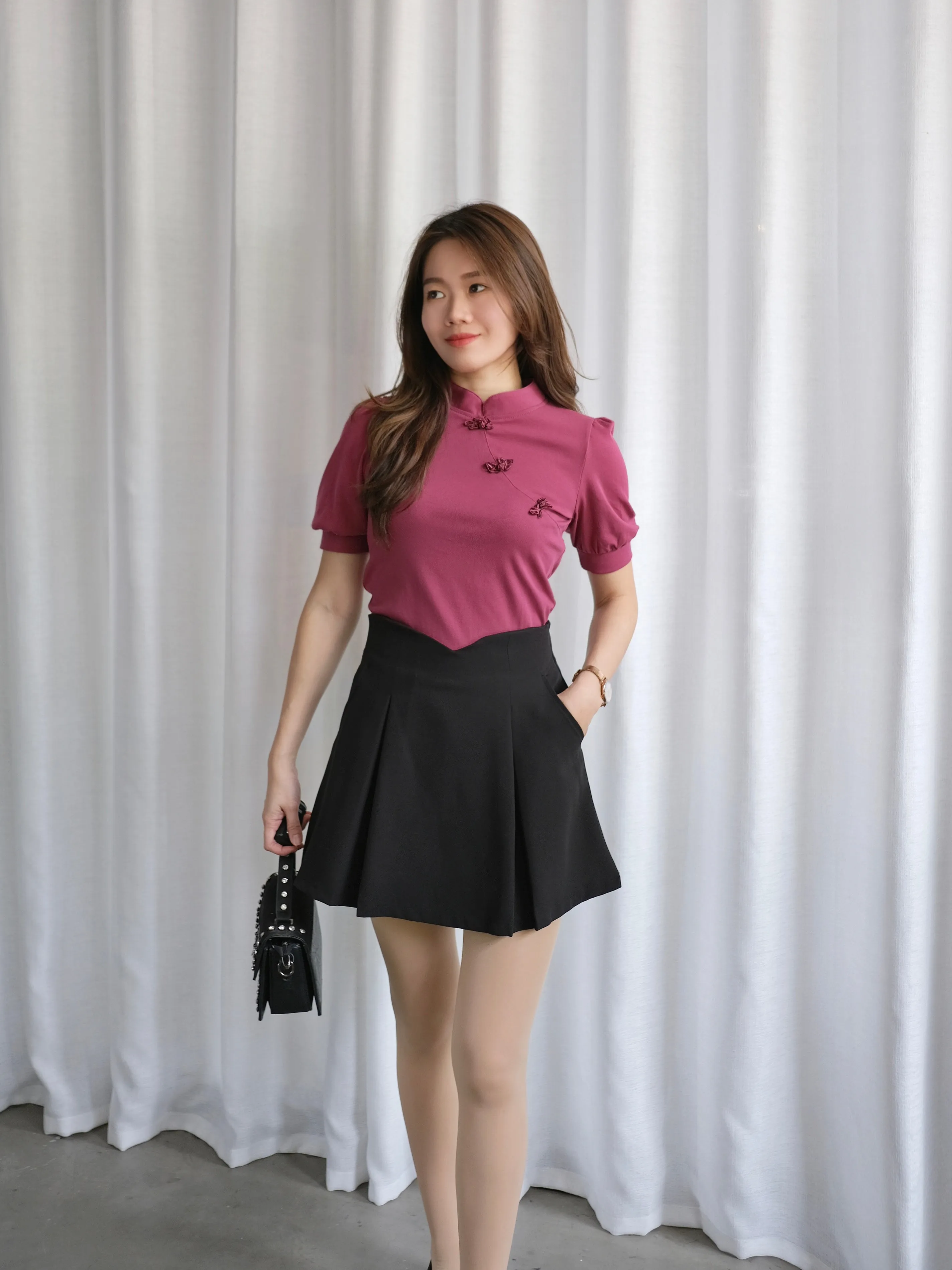 ACEWIN Inverted Pleated Short Skirt (Size S-XL) 601293