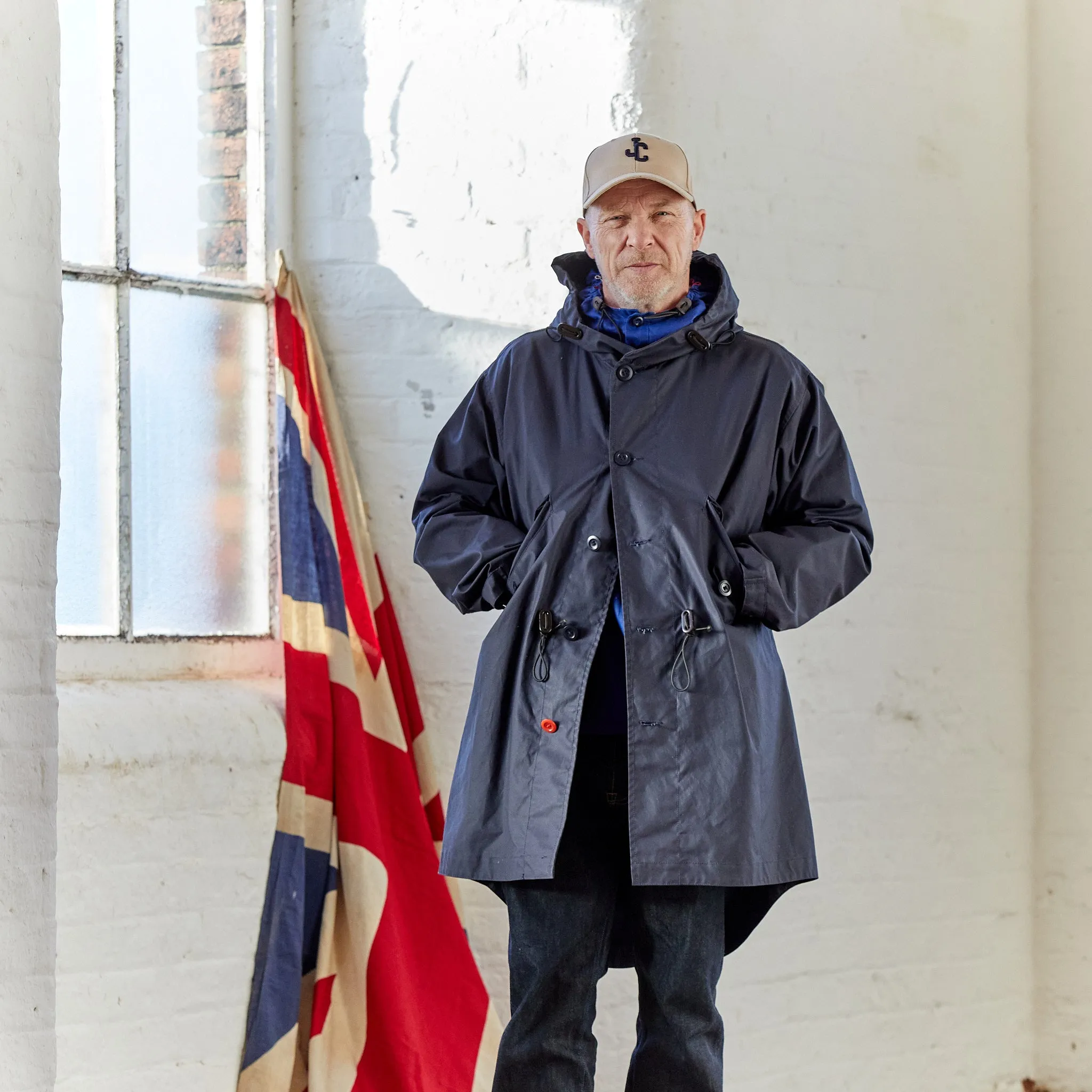 Crompton 06 Navy Wax Coated Cotton Fishtail Parka