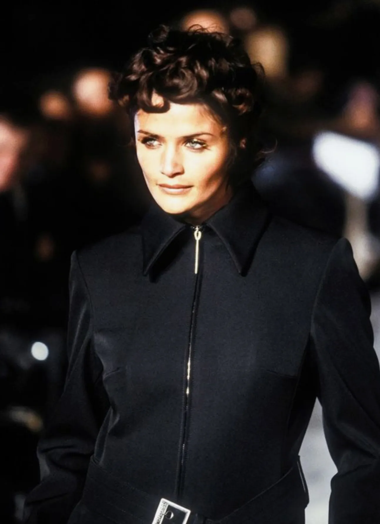 Dirk Bikkembergs Vintage AW 1997 Black Satin Belted Zip Front Coat