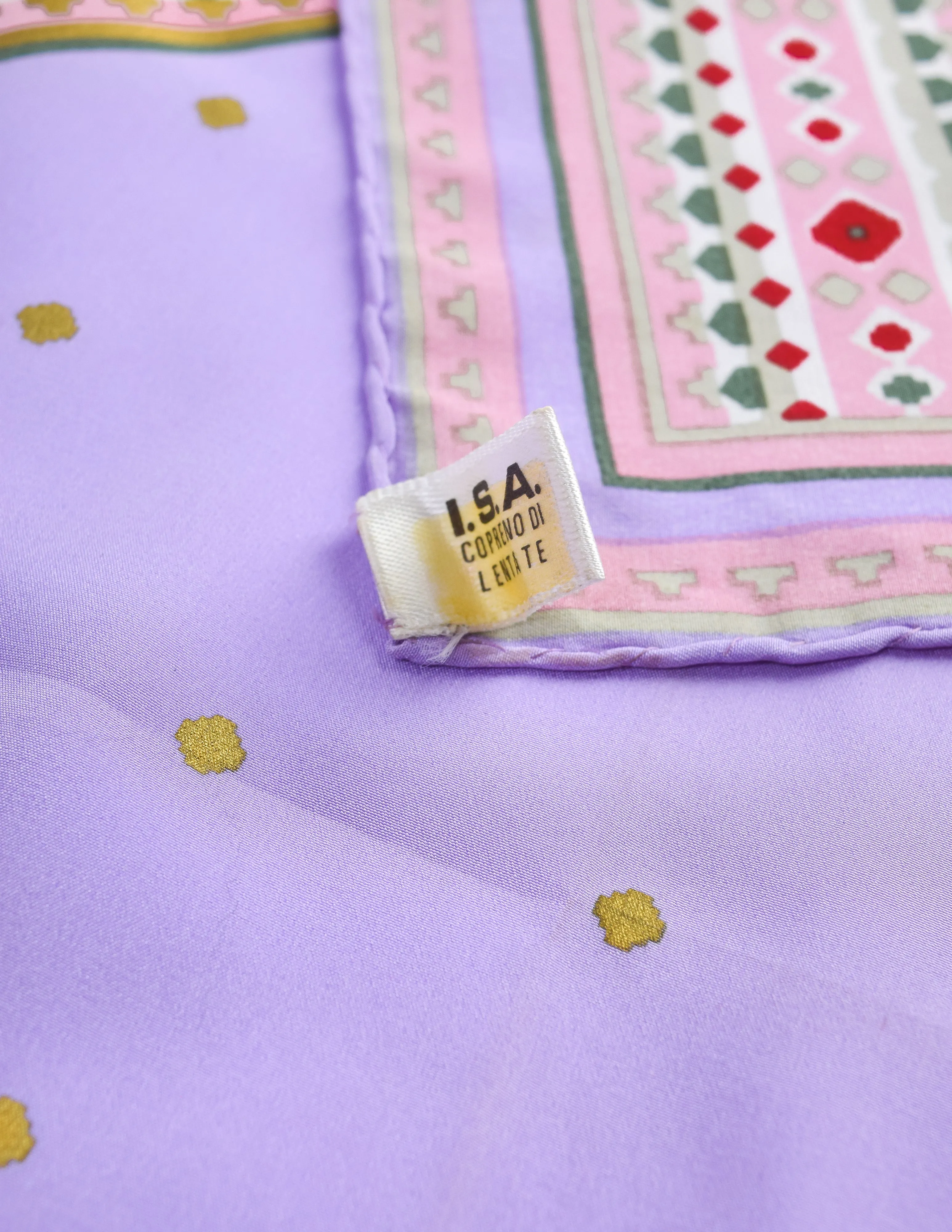 Emanuel Ungaro Vintage Purple Pink Ikat Silk Scarf