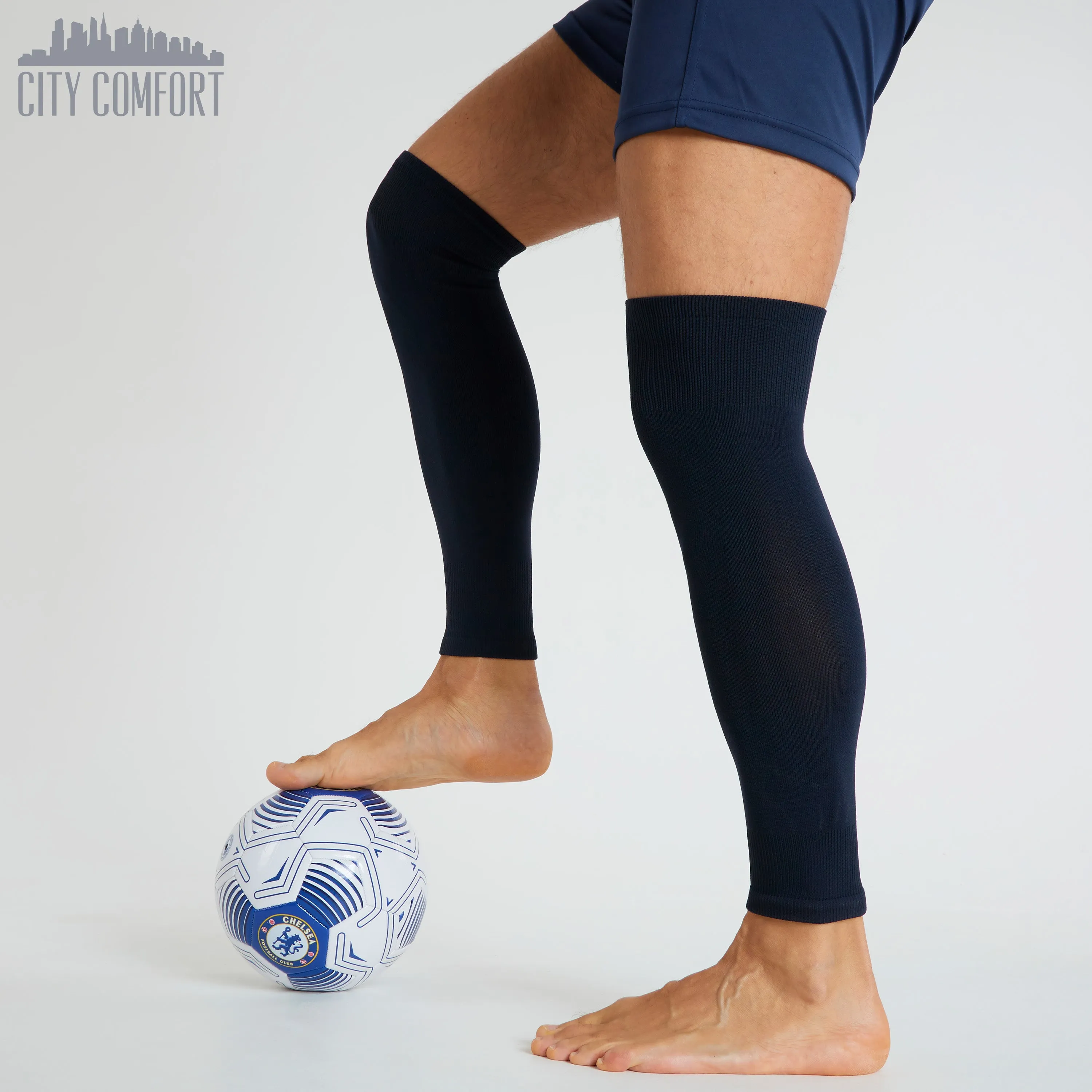 Football Sock Sleeves for Men and Teenagers - Leg Warmers Shin Guard Sleeves