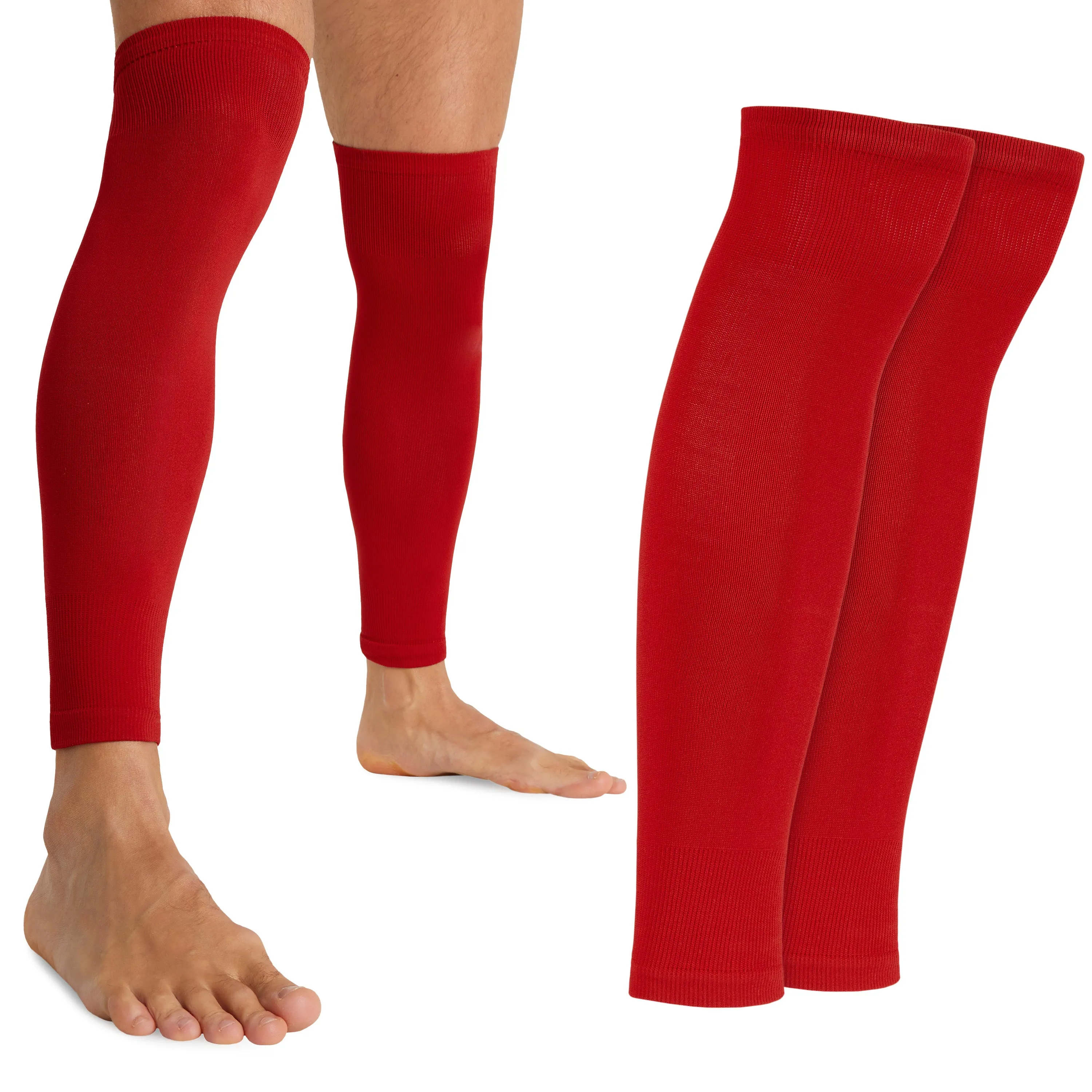 Football Sock Sleeves for Men and Teenagers - Leg Warmers Shin Guard Sleeves