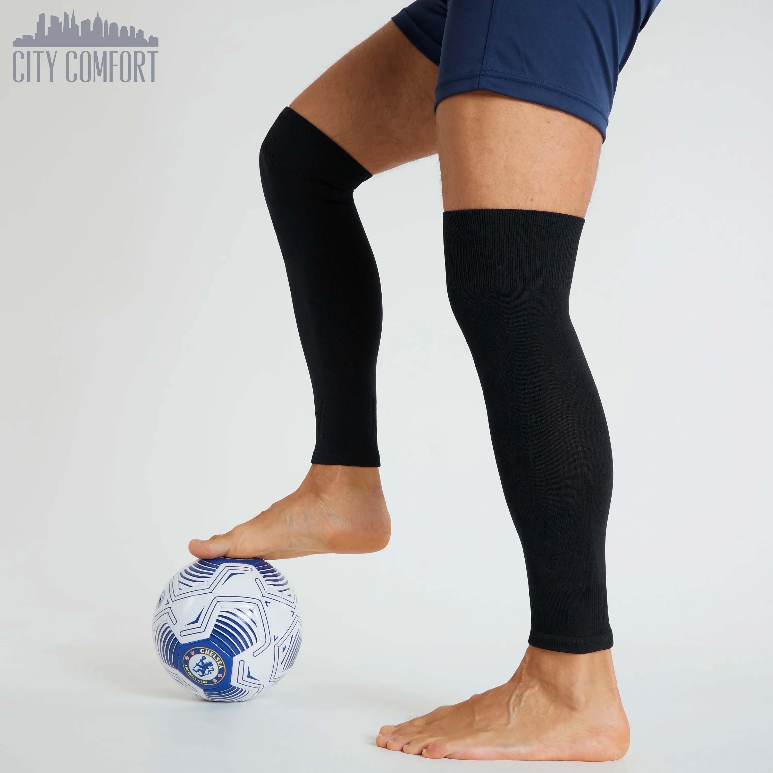 Football Sock Sleeves for Men and Teenagers - Leg Warmers Shin Guard Sleeves