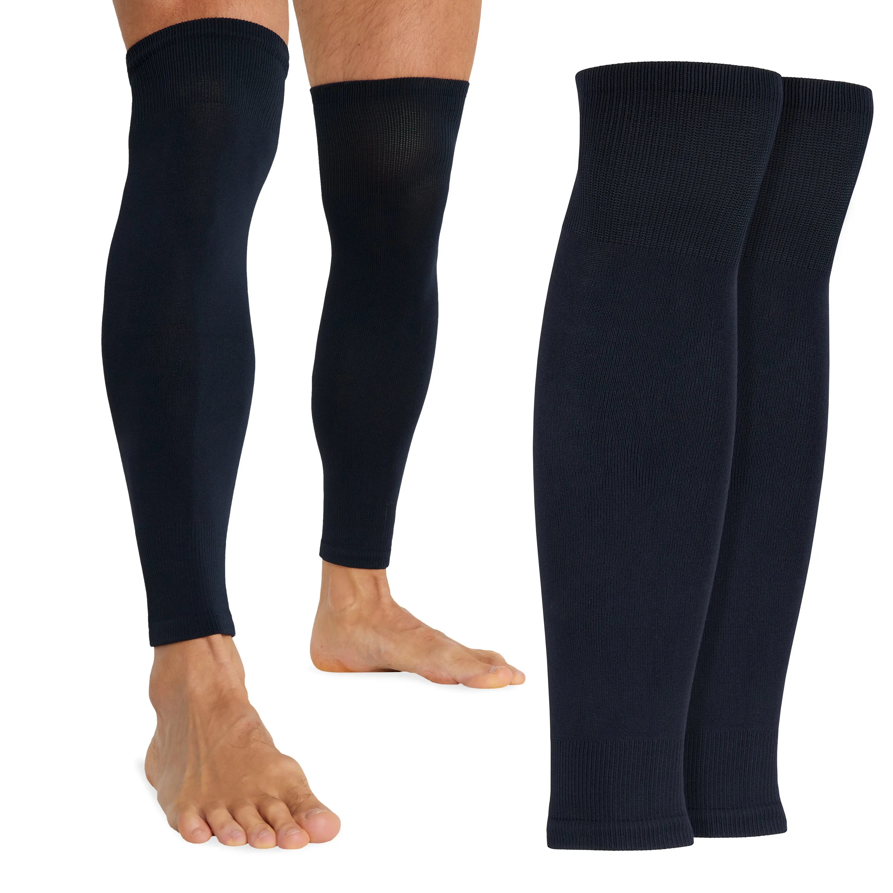 Football Sock Sleeves for Men and Teenagers - Leg Warmers Shin Guard Sleeves