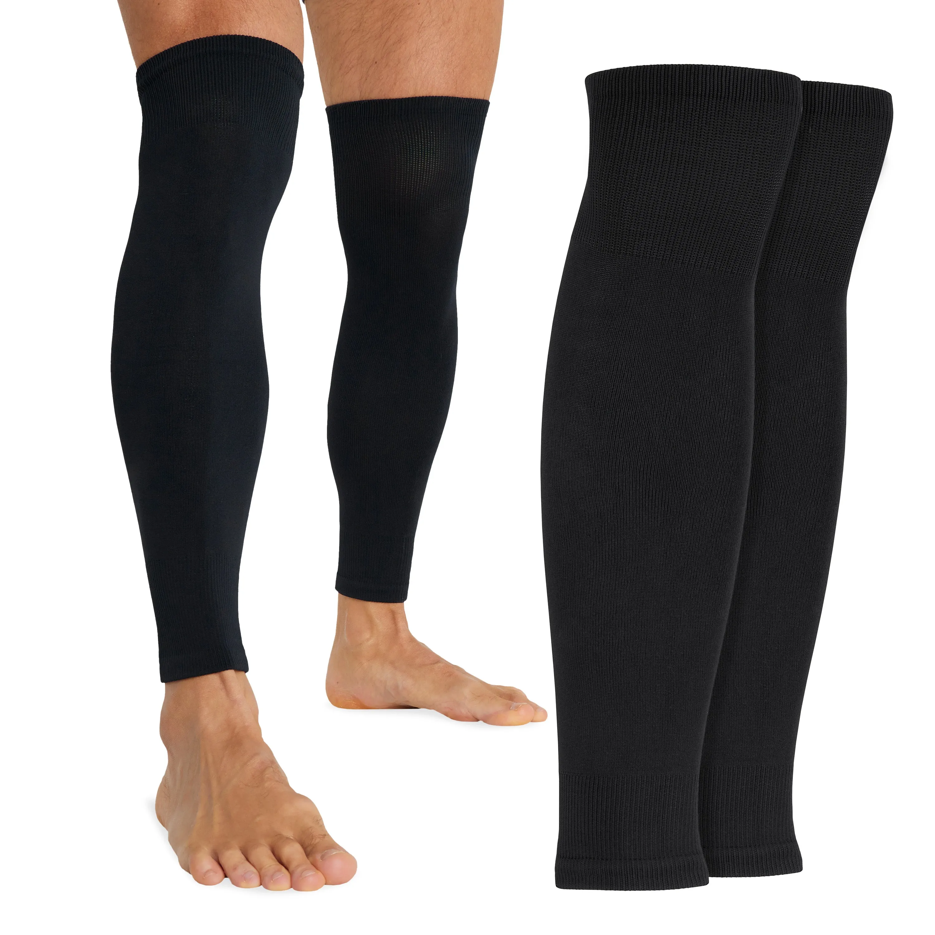 Football Sock Sleeves for Men and Teenagers - Leg Warmers Shin Guard Sleeves