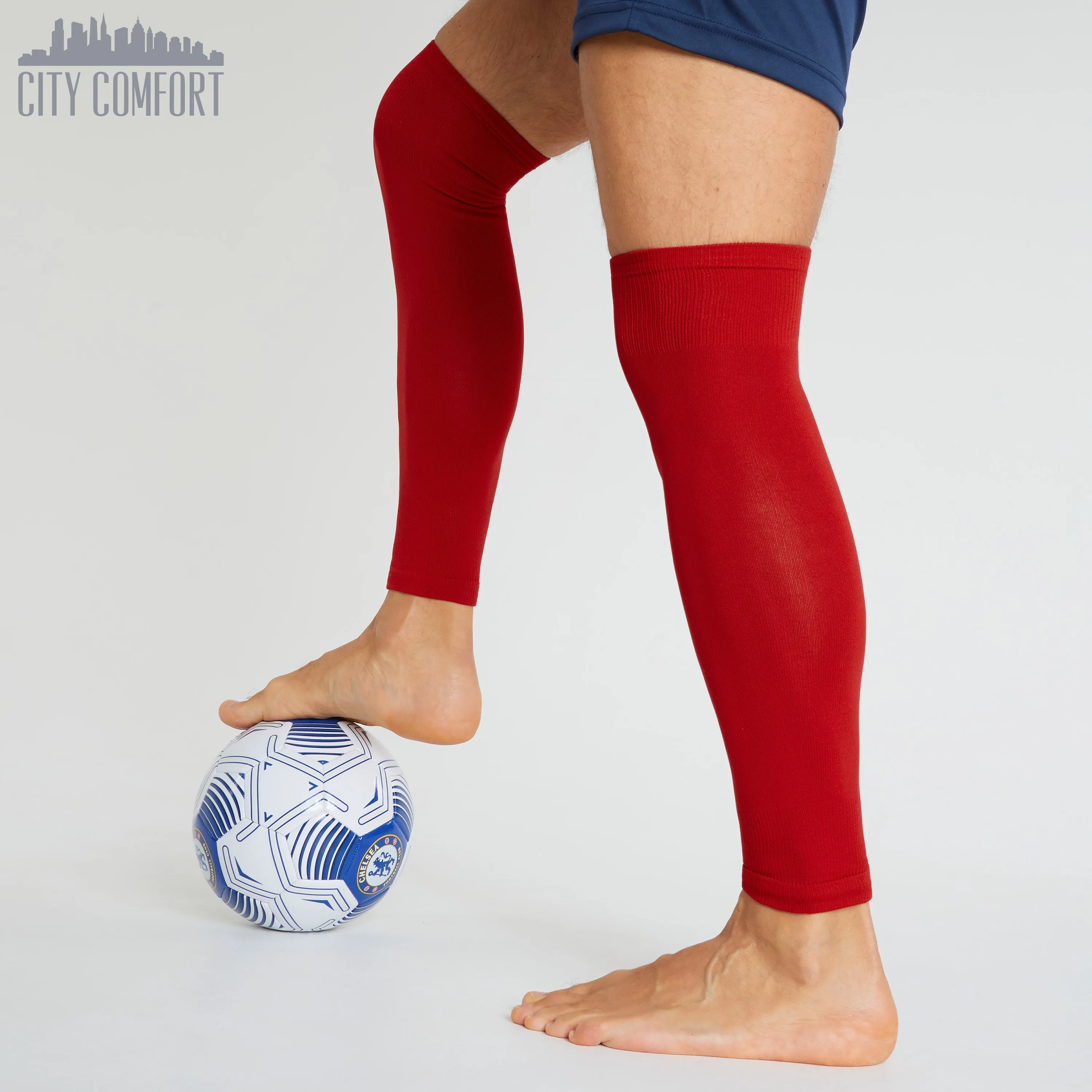 Football Sock Sleeves for Men and Teenagers - Leg Warmers Shin Guard Sleeves