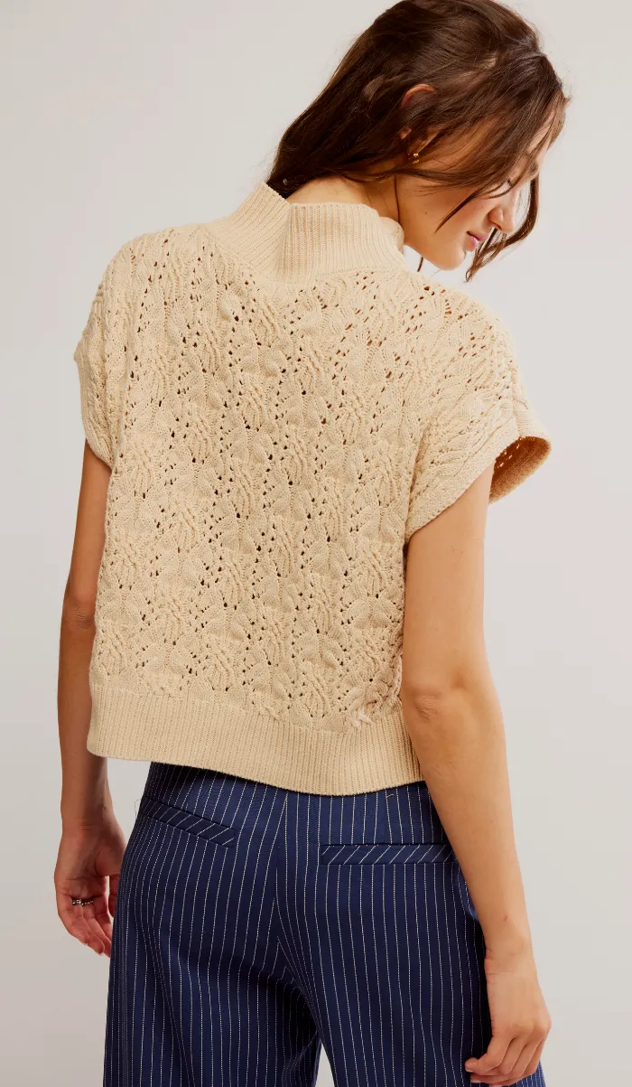 Free People Vickie Mock Neck Sweater- Macadamia