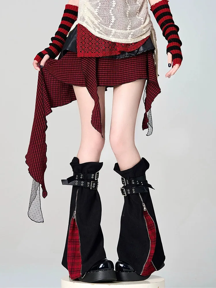 Gyaru Leg Warmer Y2K Zipper Buckle Punk Leg Cover