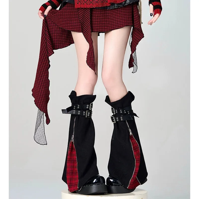 Gyaru Leg Warmer Y2K Zipper Buckle Punk Leg Cover