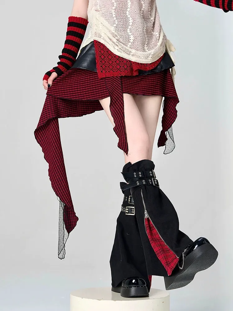 Gyaru Leg Warmer Y2K Zipper Buckle Punk Leg Cover