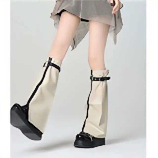 Gyaru Leg Warmer Y2K Zipper Buckle Punk Leg Cover