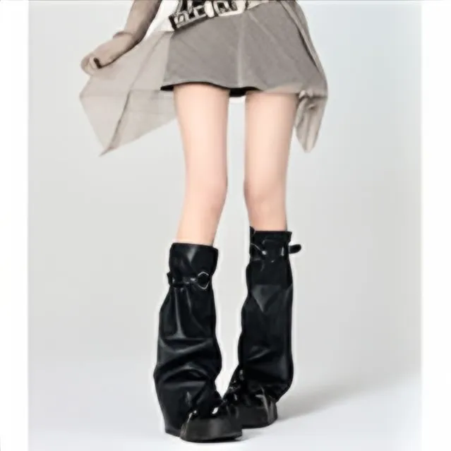 Gyaru Leg Warmer Y2K Zipper Buckle Punk Leg Cover
