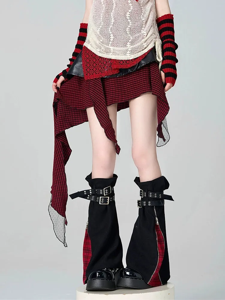 Gyaru Leg Warmer Y2K Zipper Buckle Punk Leg Cover
