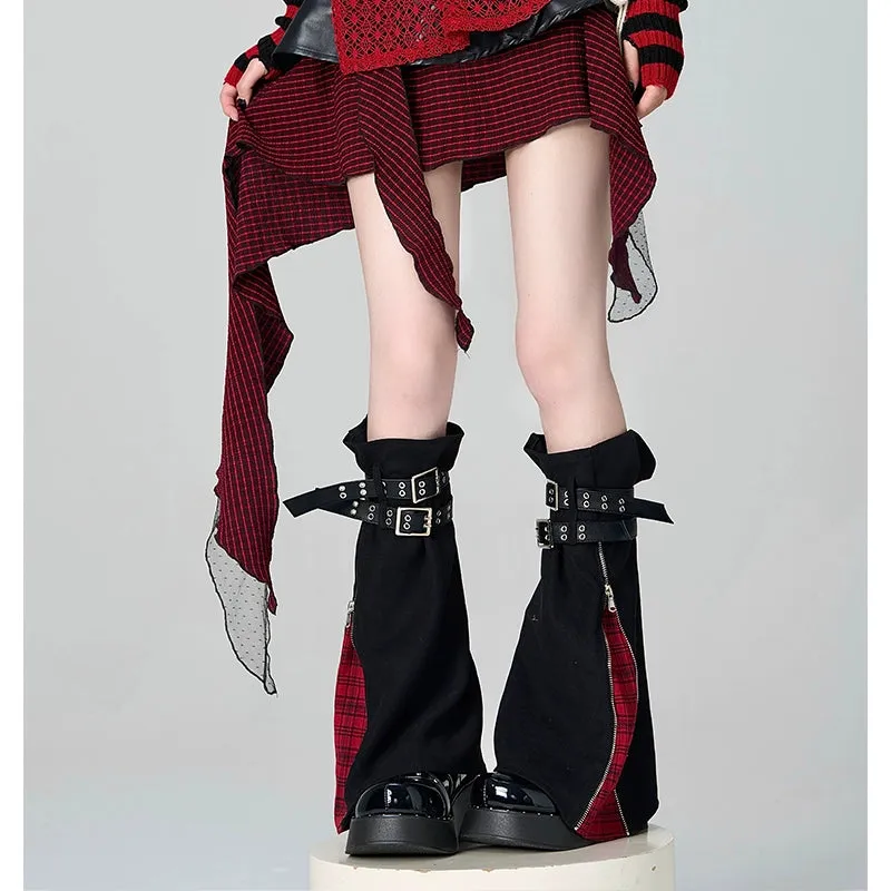 Gyaru Leg Warmer Y2K Zipper Buckle Punk Leg Cover