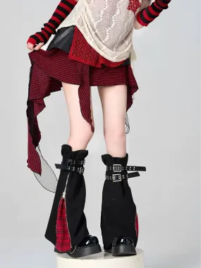 Gyaru Leg Warmer Y2K Zipper Buckle Punk Leg Cover