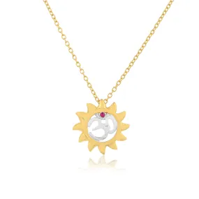 iJuels 925 Sterling Silver Om Surya Silver Pendant with chain For Women/Mens/Girls/Boys