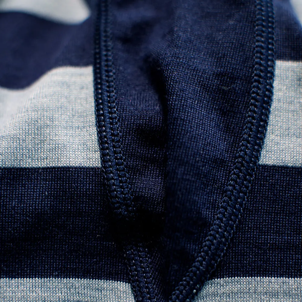Kids Merino Blend 200 Long Sleeve Crew (Stripey Navy/Sky)