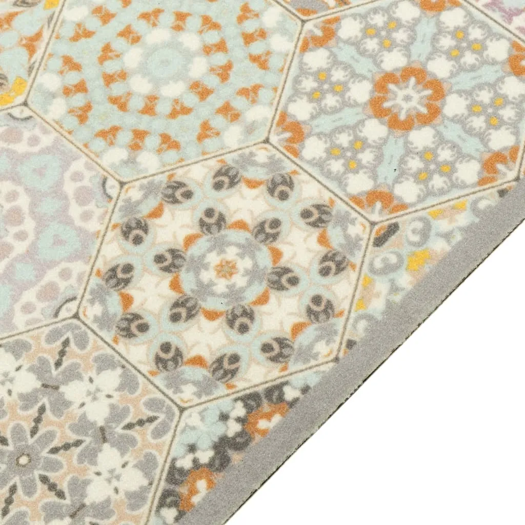 Kitchen Rug Washable Hexagon Pastel 45x150 cm Velvet