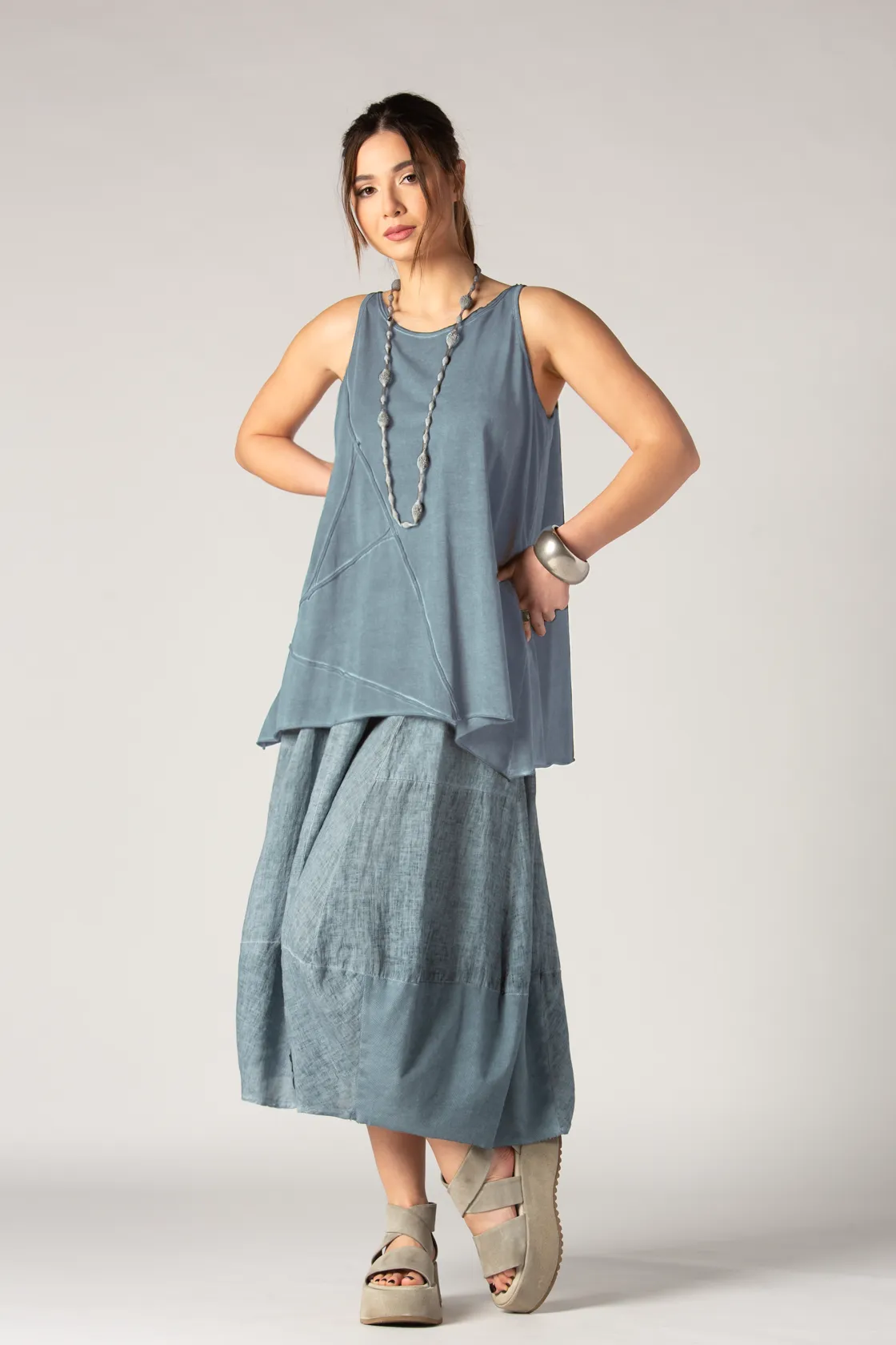 LUUKAA Trigon Tank in Blue Stonewash