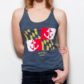 Maryland Nautical Flag (Indigo Blue) / Ladies Racerback Tank