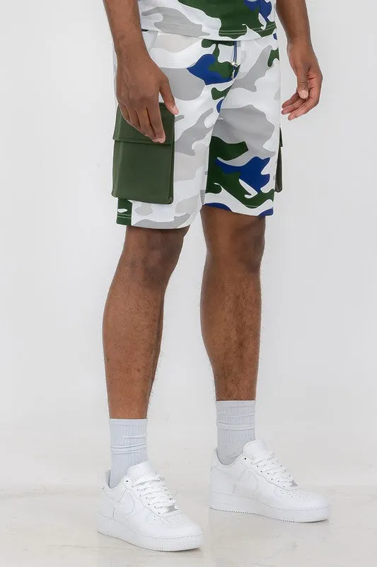 MEN Mens Full Camo Sweat Shorts