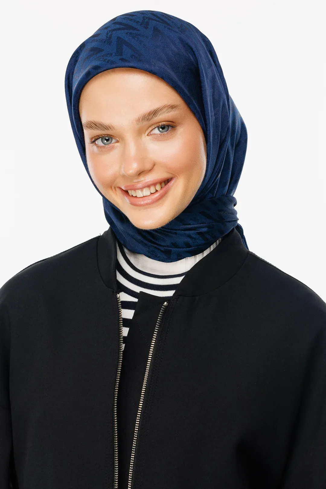 Navyblue Nova Pattern Luxury Jacquard Scarf
