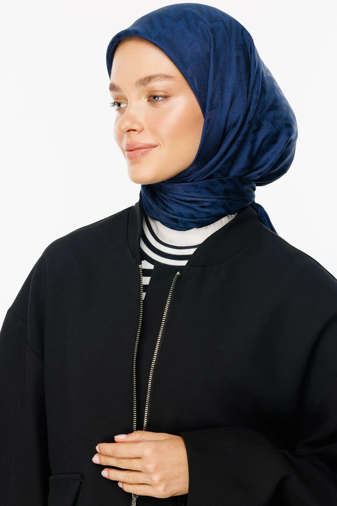 Navyblue Nova Pattern Luxury Jacquard Scarf