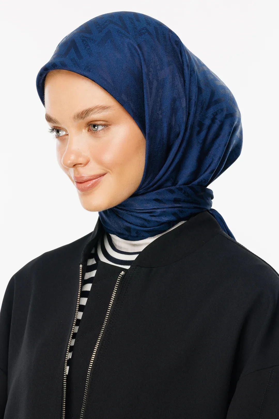 Navyblue Nova Pattern Luxury Jacquard Scarf