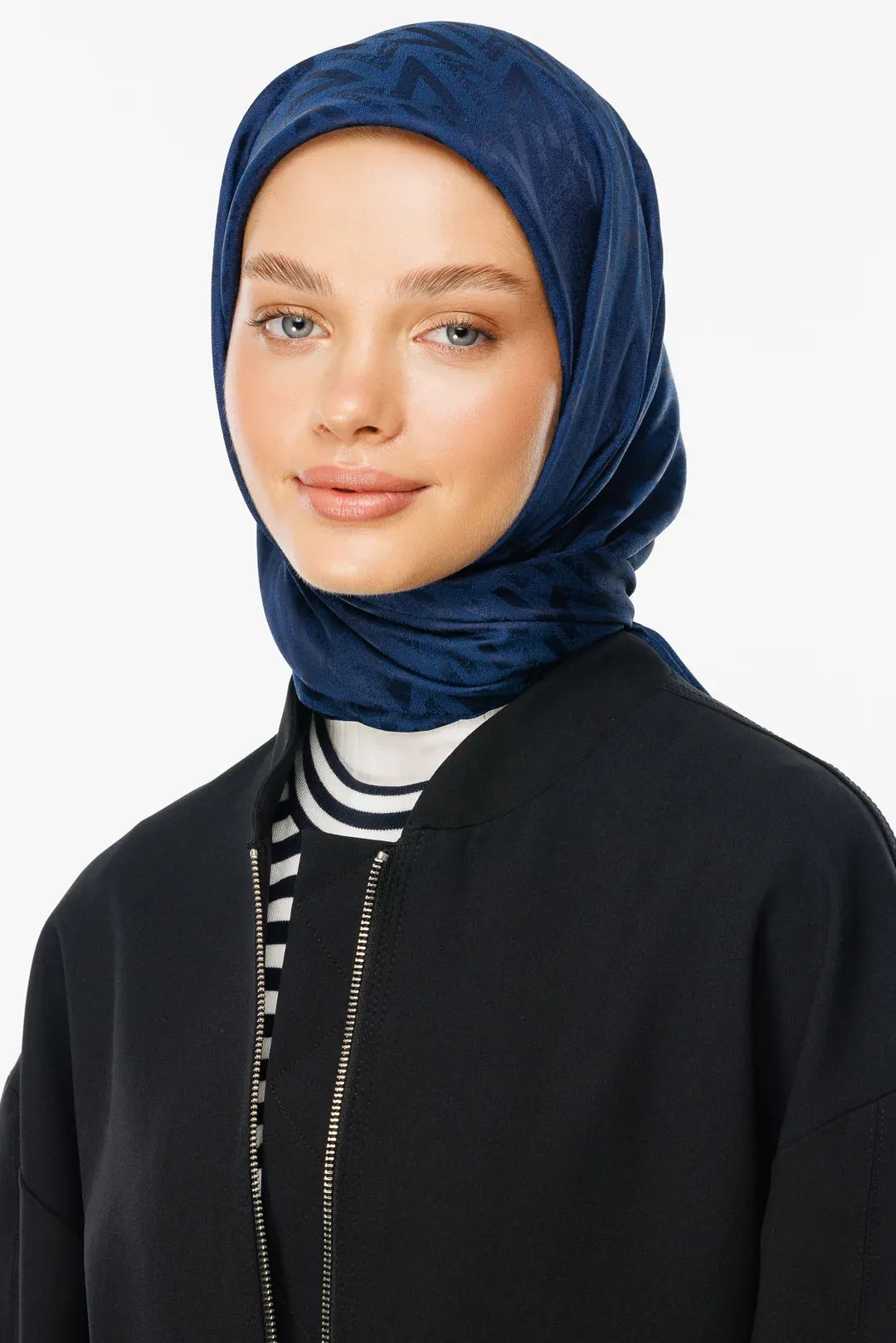 Navyblue Nova Pattern Luxury Jacquard Scarf