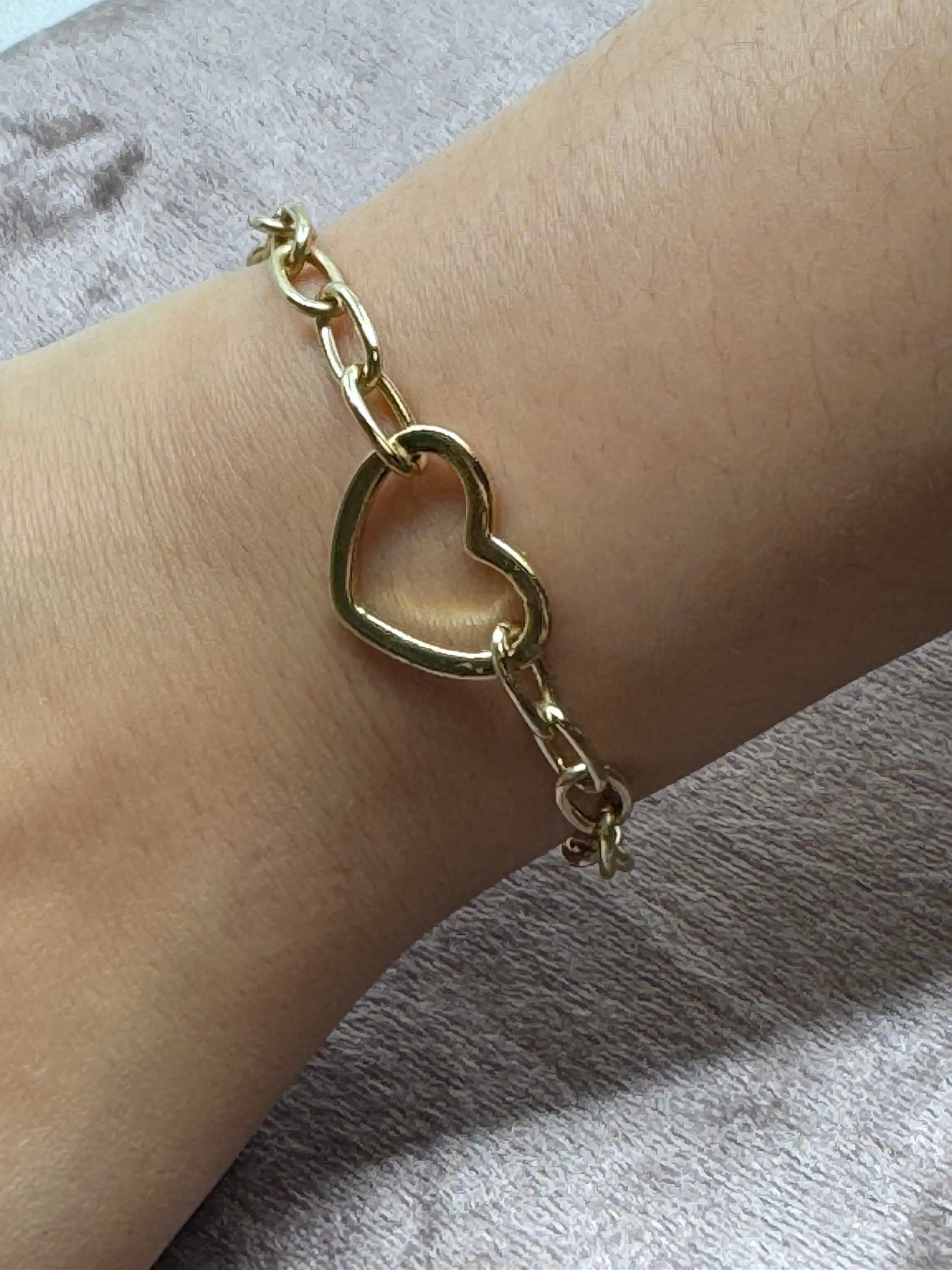Plated Link Chain with Gold Fill Heart Center (BCG6400)