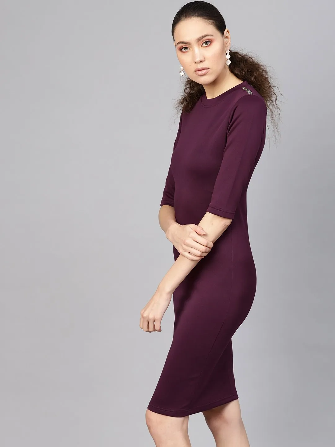 Purple Metal Trim Bodycon Dress