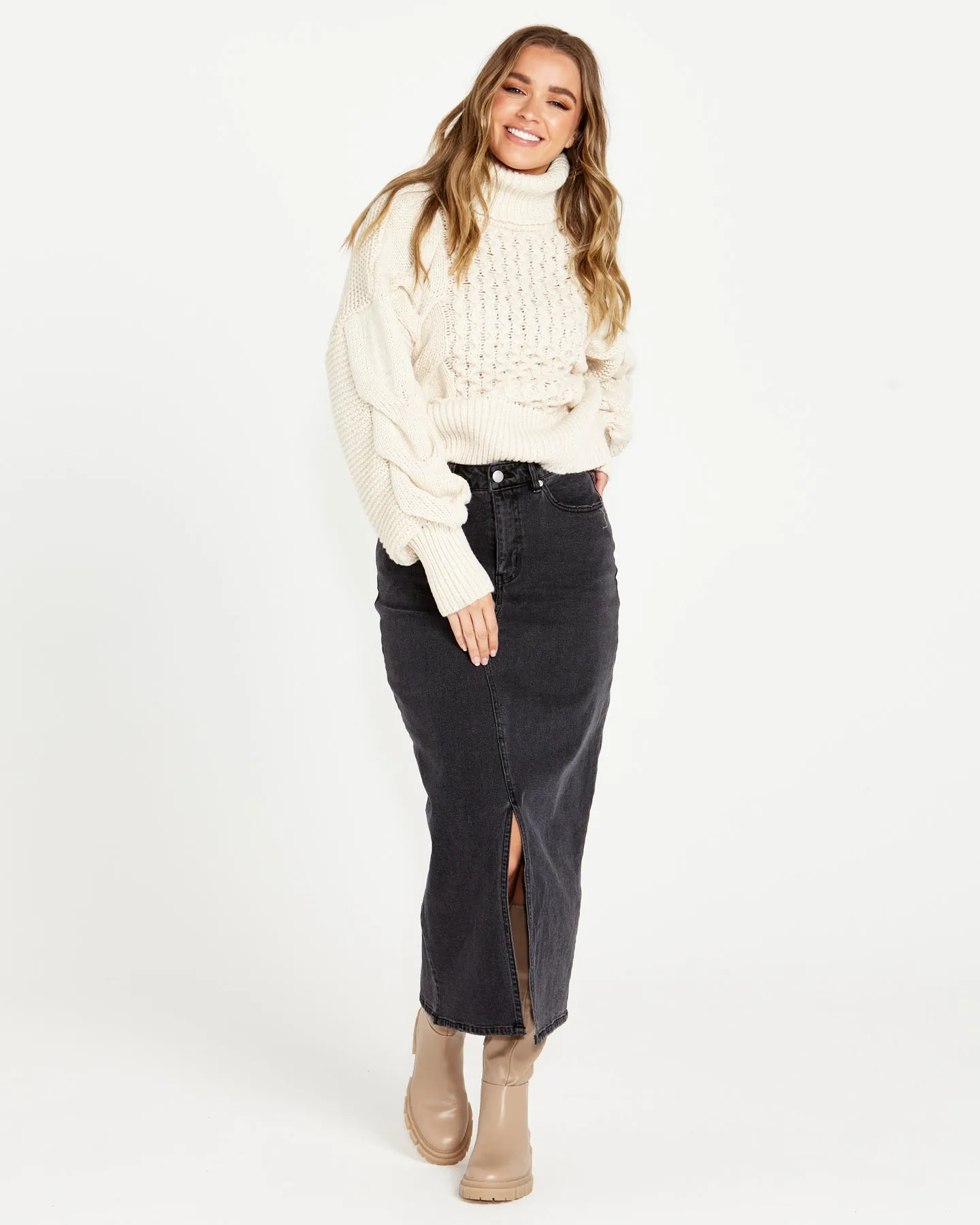 Sass Renn Cable Knit Cream