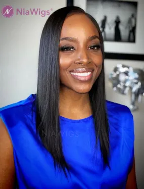 Silky Straight Human Hair Skin Base Lace Front Wigs