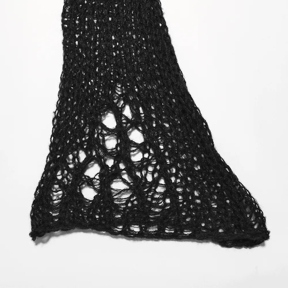 Stylish Gothic Mohair Knit Leg Warmers with Striped Design
