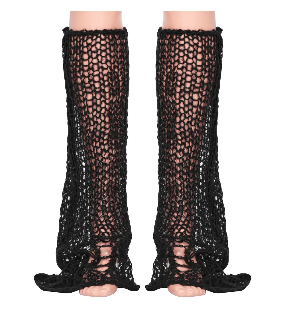 Stylish Gothic Mohair Knit Leg Warmers with Striped Design