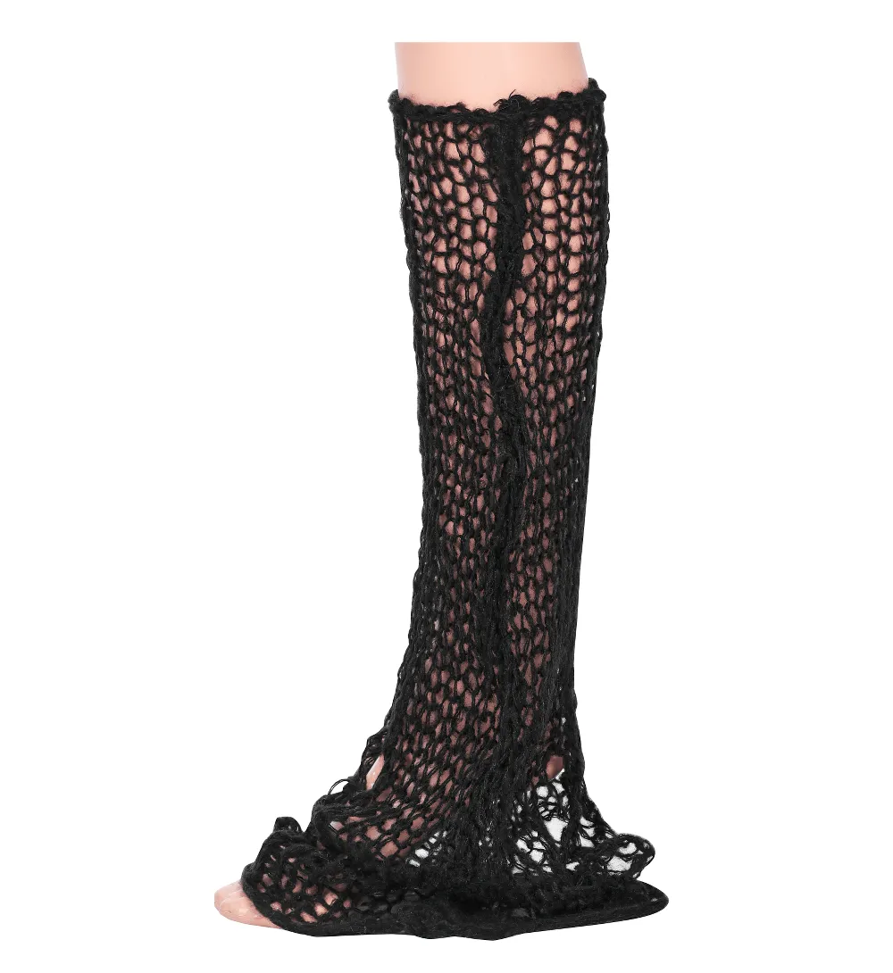 Stylish Gothic Mohair Knit Leg Warmers with Striped Design