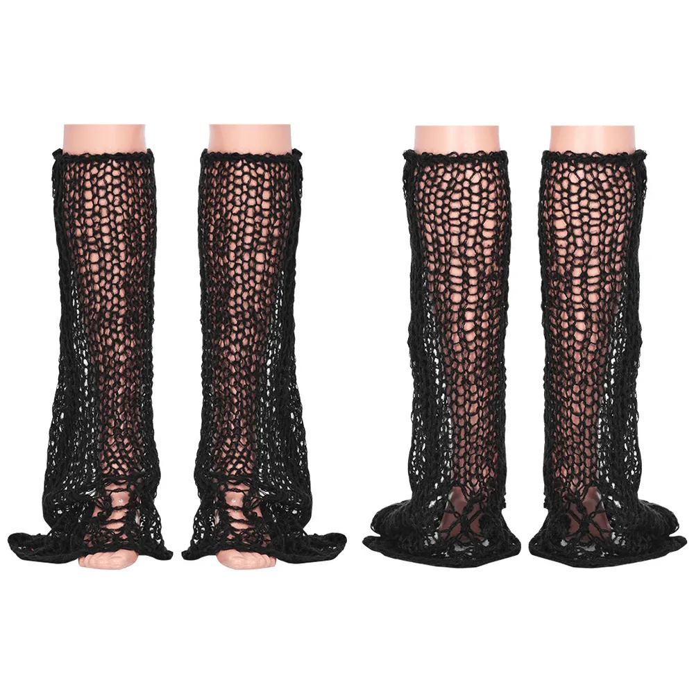 Stylish Gothic Mohair Knit Leg Warmers with Striped Design
