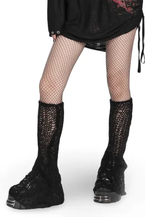 Stylish Gothic Mohair Knit Leg Warmers with Striped Design