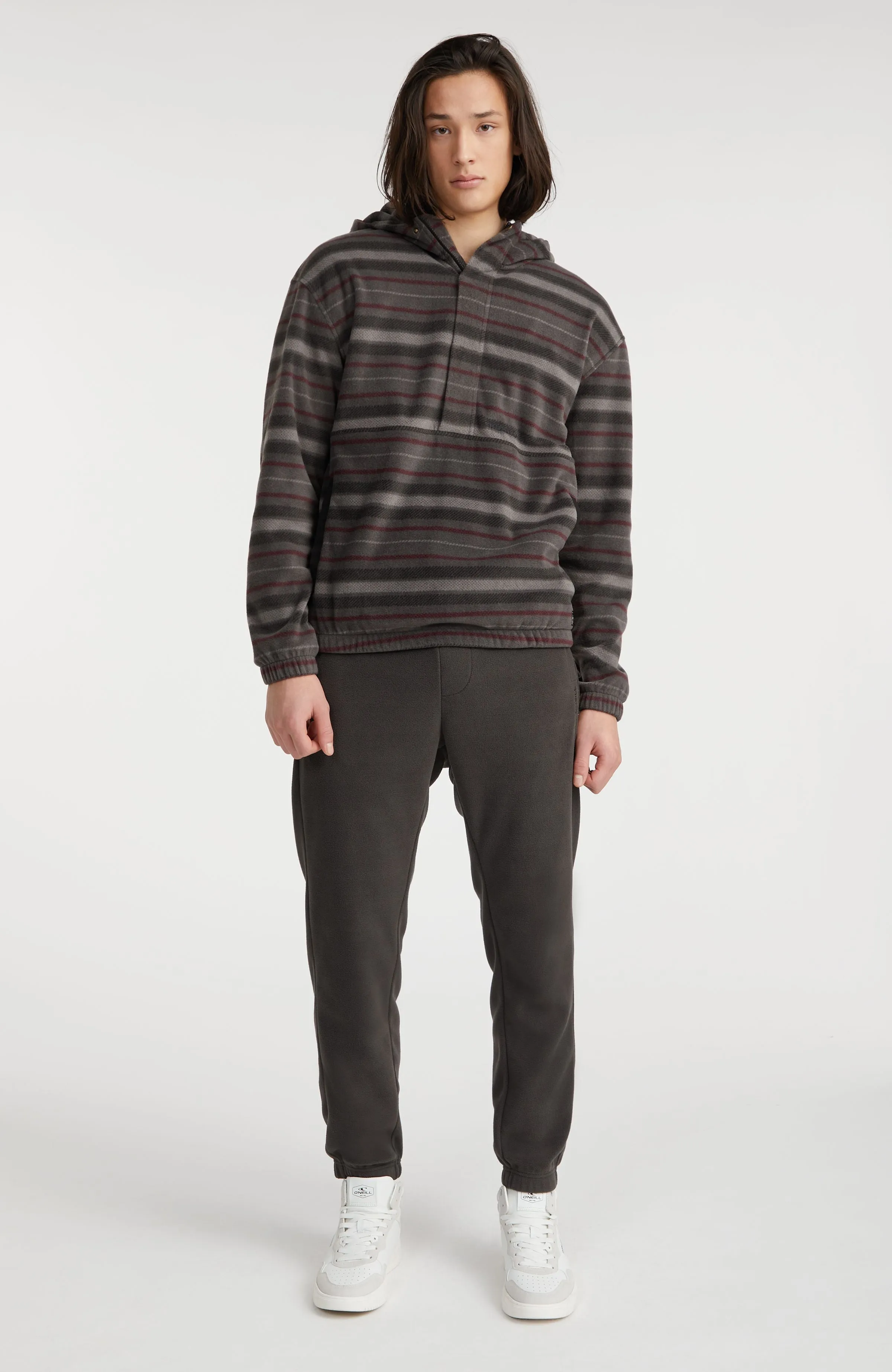 Superfleece Half Zip Hoodie | Grey Crossover Stripe